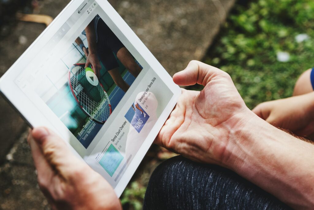 A stock image representing a a tablet with a video interface for an article about social media trends for 2022.