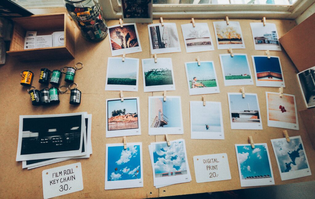 Stock image showing printed photographs for an article about SEO tips for a blog.